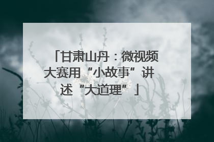 甘肃山丹：微视频大赛用“小故事”讲述“大道理”
